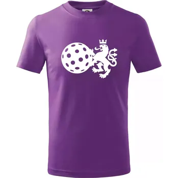 Český lev florbal - Tričko dětské bavlněné - 134 cm/8 let ( Fialová )