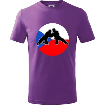 Judo CZ vlajka - Tričko dětské bavlněné - 158 cm/12 let ( Fialová )