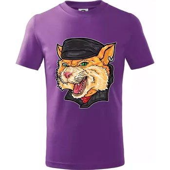 Kocour motorkář - Tričko dětské bavlněné - 146 cm/10 let ( Fialová )