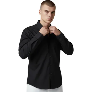 Pánská košile Vesta Pánská černá nadměrná společenská košile s dlouhým rukávem Barva: Černá, Velikost: 39/40