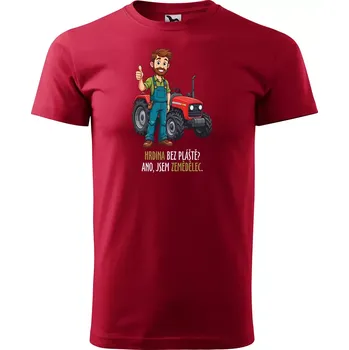 Sablio Tričko s potiskem Hrdina bez pláště? Ano, jsem zemědělec - červené 5XL