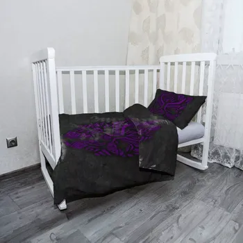 Povlečení Sablio Mikroplyšové dětské povlečení do postýlky BLACK PANTHER wakanda forever Fialový - 120x90 / 40x60