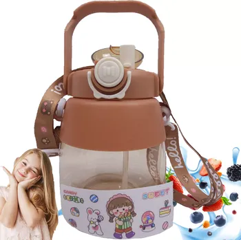 Láhev Sportovní láhev se slámkou a popruhem 1 l