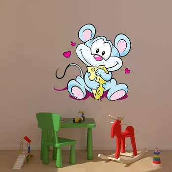 samolepka Sablio Samolepka na zeď: Myška se sýrem - 60x60 cm