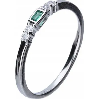 Prsten Jemný Prstýnek stříbrný prsten 2,5 mm se zelenou a bílou zirkonií 16