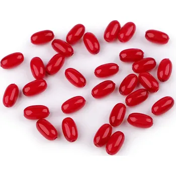 Dětské navlékací korálky Plastové voskové korálky / perly Glance oliva 6x10 mm, střední, F40 červená jahoda