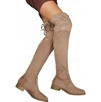 Dámské kozačky Royalfashion Dámské kozačky nad koleno s plochým podpatkem, velikost 39