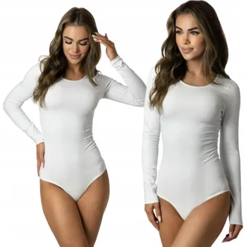 Body BAVLNĚNÉ DÁMSKÉ BODY S DLOUHÝM RUKÁVEM POLSKÁ VÝROBA PRIMO BÍLÉ XS