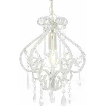 Stropní svítidlo s korálky, bílé, kulaté, E14