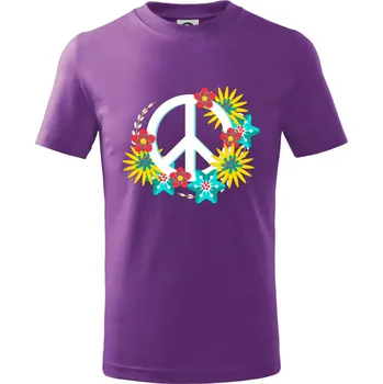 Peace symbol abstraktní - Tričko dětské bavlněné - 104-110cm / 3-4 roky ( Fialová )