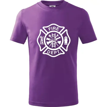 Fire dept. logo - Tričko dětské bavlněné - 122 cm/6 let ( Fialová )