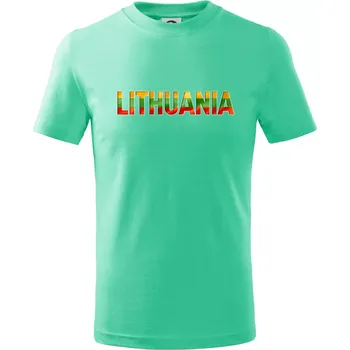 Chlapecké tričko Lithuania - nápis vlajka - Tričko dětské bavlněné - 98 cm / 2 roky ( Mátová )