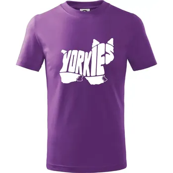 Jorkšírský teriér - Yorkie - Nápis v těle - Tričko dětské bavlněné - 98 cm / 2 roky ( Fialová )