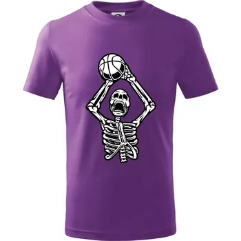 Basketbal kostra - Tričko dětské bavlněné - 98 cm / 2 roky ( Fialová )