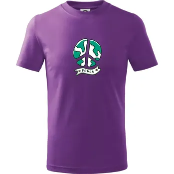 Planeta - Peace symbol - Tričko dětské bavlněné - 104-110cm / 3-4 roky ( Fialová )