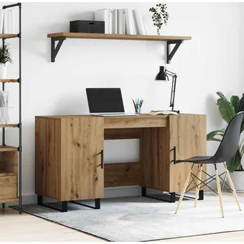 Psací stůl vidaXL Stůl s policí dub artisan 140 x 50 x 75 cm Kompozitní dřevo [879529]