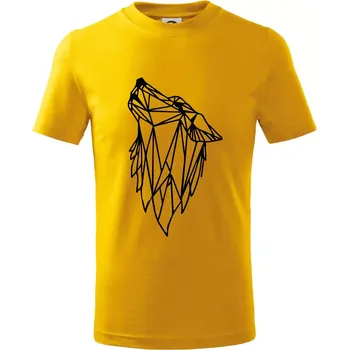 Geometrie - vlk - vyjící - Tričko dětské bavlněné - 98 cm / 2 roky ( Žlutá )