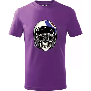 Moto helma letec - Tričko dětské bavlněné - 98 cm / 2 roky ( Fialová )