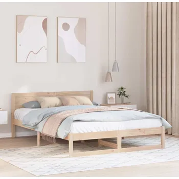 Postel vidaXL Rám postele s čelo Přírodní 140 x 200 cm Masivní borové dřevo [873271]