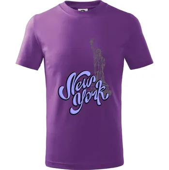 New York Lettering - Tričko dětské bavlněné - 146 cm/10 let ( Fialová )