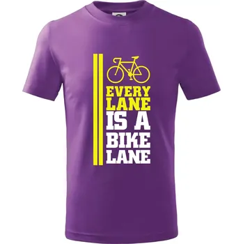 Every Lane Bike Lane - Tričko dětské bavlněné - 104-110cm / 3-4 roky ( Fialová )