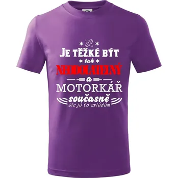 Je těžké být tak neodolatelný - motorkář - Tričko dětské bavlněné - 104-110cm / 3-4 roky ( Fialová )