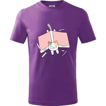 Učení na státnice kočka - Tričko dětské bavlněné - 134 cm/8 let ( Fialová )
