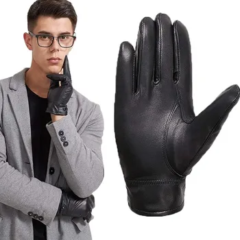 Rukavice PÁNSKÉ KOŽENÉ RUKAVICE ZIMNÍ PŘECHODNÉ TEPLÉ A VODĚODOLNÉ S PLYŠEM