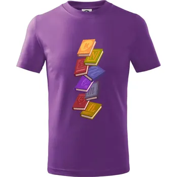 Chlapecké tričko Knihomol letící knihy - Tričko dětské bavlněné - 98 cm / 2 roky ( Fialová )