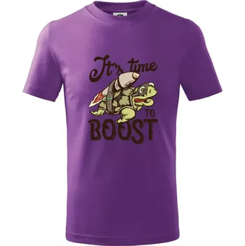 Chlapecké tričko Its time to boost turtle - Tričko dětské bavlněné - 134 cm/8 let ( Fialová )