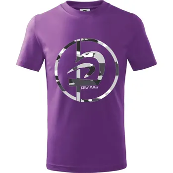 Krav maga maskáčový nápis - Tričko dětské bavlněné - 104-110cm / 3-4 roky ( Fialová )
