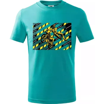 Chlapecké tričko Caution do not cross - Tričko dětské bavlněné - 98 cm / 2 roky ( Emerald )