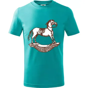 Chlapecké tričko Houpací kůň - Tričko dětské bavlněné - 98 cm / 2 roky ( Emerald )