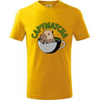 Chlapecké tričko Capybara papymatcha - Tričko dětské bavlněné - 98 cm / 2 roky ( Žlutá )