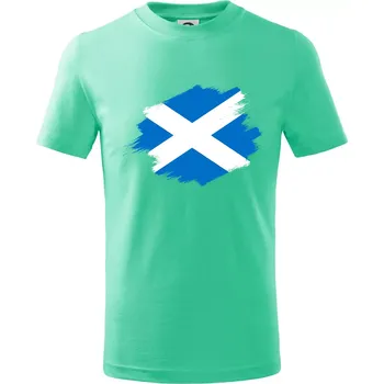 Chlapecké tričko Skotská vlajka kreslená štetcem - Tričko dětské bavlněné - 98 cm / 2 roky ( Mátová )