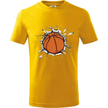 Chlapecké tričko Basketbal míč v triku - Tričko dětské bavlněné - 98 cm / 2 roky ( Žlutá )