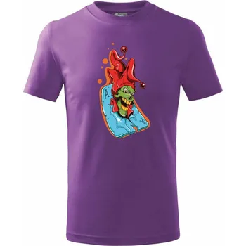 Poker - Joker v esu - Tričko dětské bavlněné - 104-110cm / 3-4 roky ( Fialová )