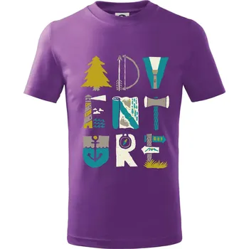 Chlapecké oblečení Adventure font - Tričko dětské bavlněné - 158 cm/12 let ( Fialová )