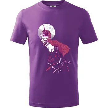 Drsný jednorožec (Pecka design) - Tričko dětské bavlněné - 98 cm / 2 roky ( Fialová )