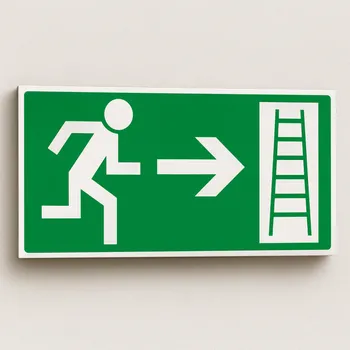 Značení Traiva s.r.o. Únikový žebřík - směr vpravo Verze: Plast 200 x 100 mm tl. 0.5 mm - Kód: 09752