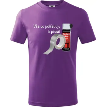 Pěna a páska - vše co potřebuji k práci - Tričko dětské bavlněné - 158 cm/12 let ( Fialová )