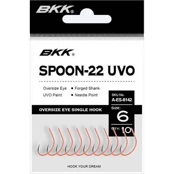 Rybářský háček Spinningové Háčky s protihrotem BKK Spoon-22 UVO, velikost 8, ks