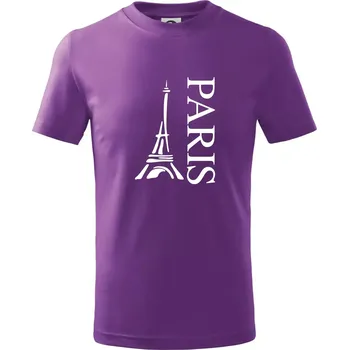 Paris nápis Eiffelovka na výšku - Tričko dětské bavlněné - 98 cm / 2 roky ( Fialová )