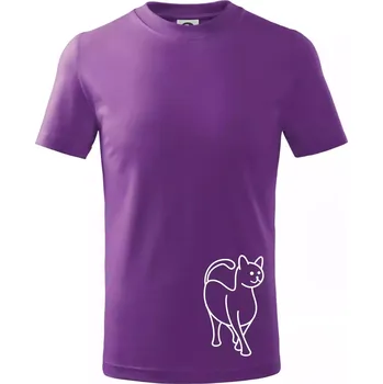 Ladná kočka - Tričko dětské bavlněné - 146 cm/10 let ( Fialová )
