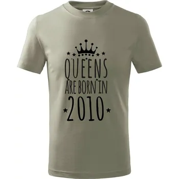 Chlapecké tričko Queens are born in 2010 - Tričko dětské bavlněné - 98 cm / 2 roky ( Light khaki )