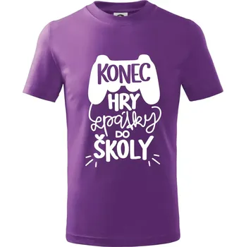 Konec hry, zpátky do školy - Tričko dětské bavlněné - 98 cm / 2 roky ( Fialová )