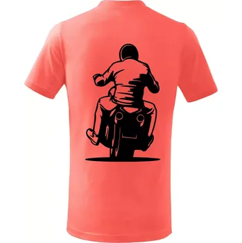 Chlapecké tričko Motorkář na zádech - chopper - Tričko dětské bavlněné - 98 cm / 2 roky ( Korálová )