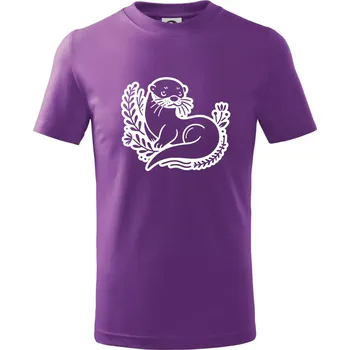 Vydra černobílá - Tričko dětské bavlněné - 98 cm / 2 roky ( Fialová )