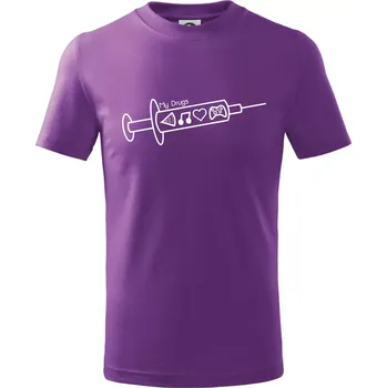 My Drugs - jídlo hudba - Tričko dětské bavlněné - 158 cm/12 let ( Fialová )