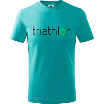 Chlapecké tričko Triathlon nápis - Tričko dětské bavlněné - 98 cm / 2 roky ( Emerald )